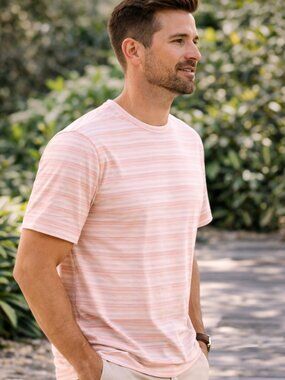 Norse Projects Johannes Striped Tee Pink Cotton Short Sleeve